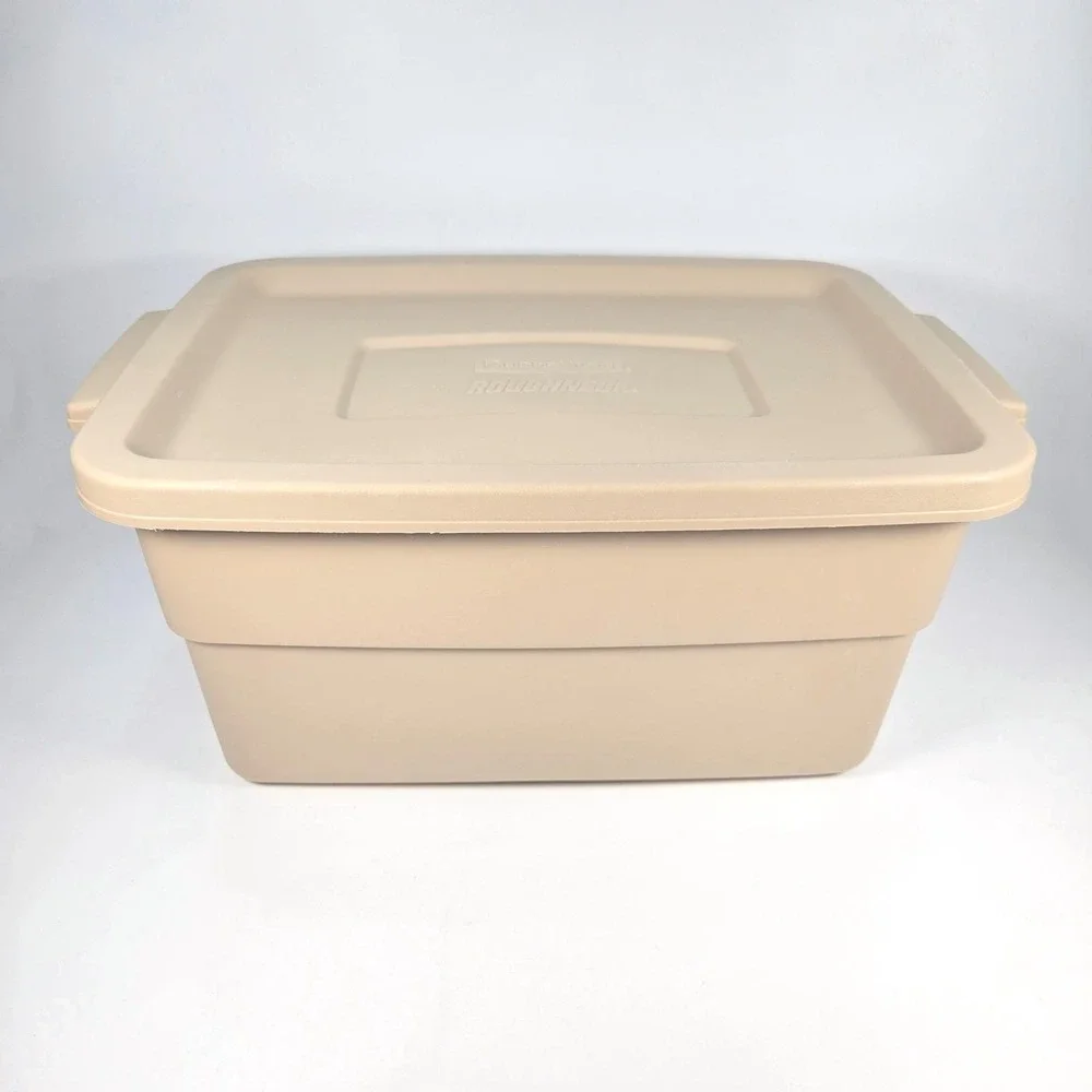 Rubbermaid Roughneck 3‎ Gallon Storage Tote Bin Tan Beige Vintage
